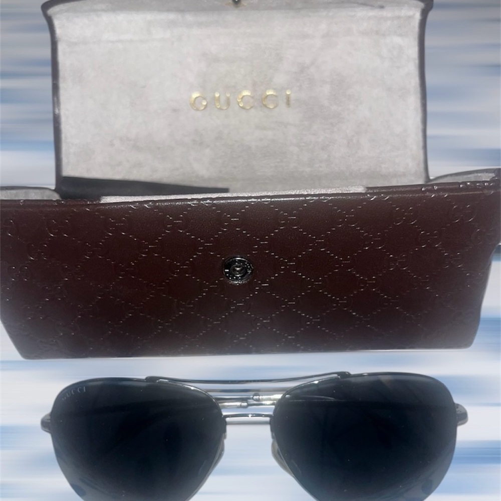 Gucci Black Sunglasses with Brown Case